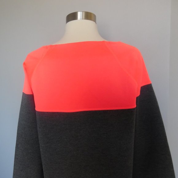 Athleta Fuse Cosmic Orange Pullover Neoprene Top Gray Longleseve Sweatshirt Top - Picture 6 of 12
